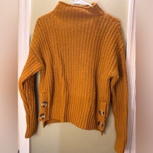 Madewell Mustard Mock Neck Button-Side Chunky Knit Sweater – XS